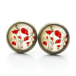 Druckknopf Ohrstecker Ohrhänger zarte Mohnblumen rote Blumen Druckknopf Ohrstecker Ohrhänger zarte Mohnblumen rote Blumen