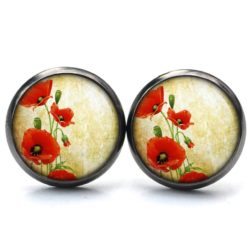 Druckknopf Ohrstecker Ohrhänger Clipse sommerliche Mohnblumen Druckknopf Ohrstecker Ohrhänger Clipse sommerliche Mohnblumen