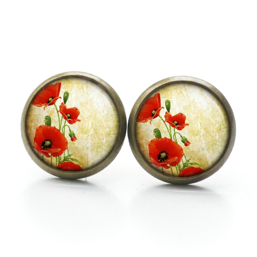 Druckknopf Ohrstecker Ohrhänger Clipse sommerliche Mohnblumen Druckknopf Ohrstecker Ohrhänger Clipse sommerliche Mohnblumen