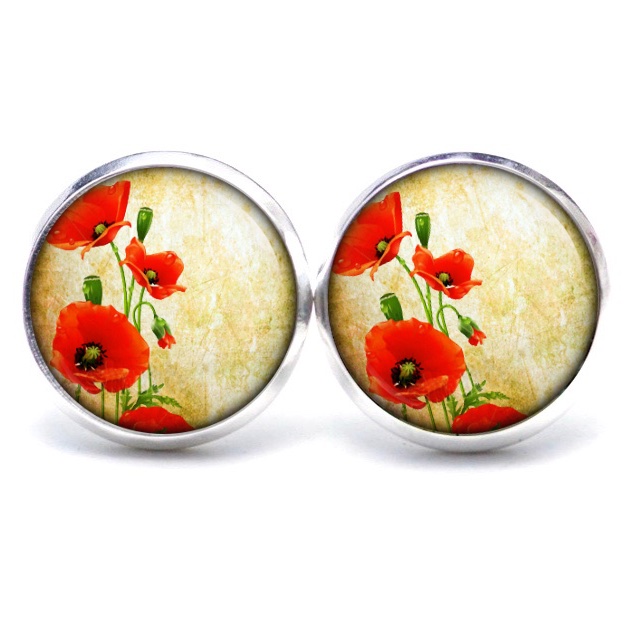 Druckknopf Ohrstecker Ohrhänger Clipse sommerliche Mohnblumen Druckknopf Ohrstecker Ohrhänger Clipse sommerliche Mohnblumen