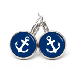 Ohrstecker, Ohrhänger, Clipse & Druckknopf – Motiv blauer Anker – Schmuck aus Edelstahl Ohrstecker, Ohrhänger, Clipse & Druckknopf – Motiv blauer Anker – Schmuck aus Edelstahl