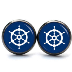 Ohrstecker, Ohrhänger, Clipse & Druckknopf – Motiv maritim Schiff Steuerrad Blau – Schmuck aus Edelstahl Ohrstecker, Ohrhänger, Clipse & Druckknopf - Motiv maritim Schiff Steuerrad Blau - Schmuck aus Edelstahl