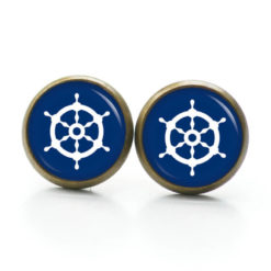 Ohrstecker, Ohrhänger, Clipse & Druckknopf – Motiv maritim Schiff Steuerrad Blau – Schmuck aus Edelstahl Ohrstecker, Ohrhänger, Clipse & Druckknopf - Motiv maritim Schiff Steuerrad Blau - Schmuck aus Edelstahl