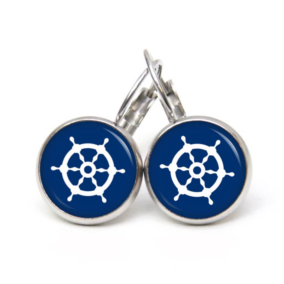 Ohrstecker, Ohrhänger, Clipse & Druckknopf – Motiv maritim Schiff Steuerrad Blau – Schmuck aus Edelstahl Ohrstecker, Ohrhänger, Clipse & Druckknopf - Motiv maritim Schiff Steuerrad Blau - Schmuck aus Edelstahl