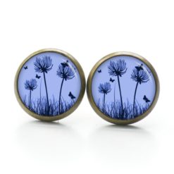 Ohrstecker, Ohrhänger, Clipse & Druckknopf – Motiv zarte Pusteblume in Jeansblau – Schmuck aus Edelstahl Ohrstecker, Ohrhänger, Clipse & Druckknopf – Motiv zarte Pusteblume in Jeansblau – Schmuck aus Edelstahl