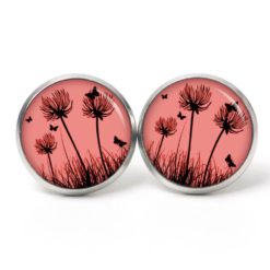 Ohrstecker, Ohrhänger, Clipse & Druckknopf – Motiv zarte Pusteblume in Rosarot – Schmuck aus Edelstahl