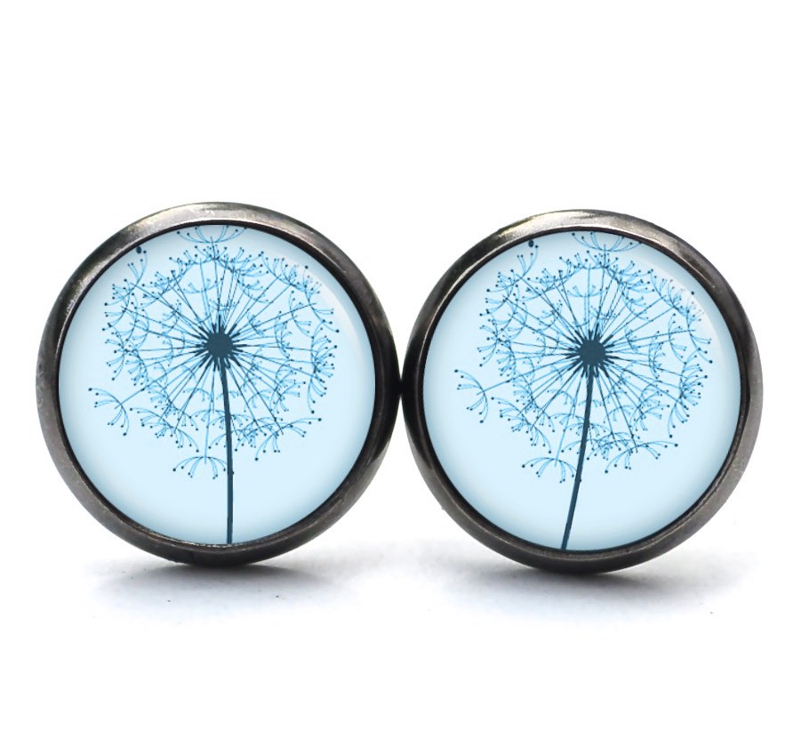 Ohrstecker, Ohrhänger, Clipse & Druckknopf – Motiv Große Pusteblume in Türkis – Schmuck aus Edelstahl Ohrstecker, Ohrhänger, Clipse & Druckknopf – Motiv Große Pusteblume in Türkis – Schmuck aus Edelstahl