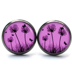 Ohrstecker, Ohrhänger, Clipse & Druckknopf – Motiv Zarte Pusteblume in Pink – Schmuck aus Edelstahl Ohrstecker, Ohrhänger, Clipse & Druckknopf – Motiv Zarte Pusteblume in Pink – Schmuck aus Edelstahl