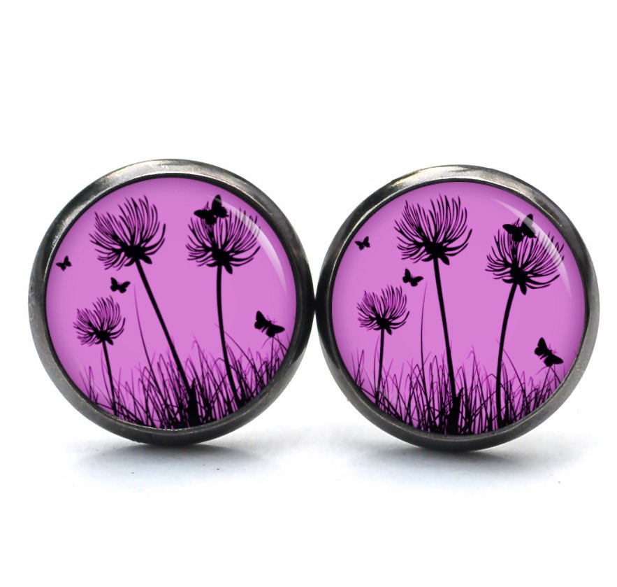 Ohrstecker, Ohrhänger, Clipse & Druckknopf – Motiv Zarte Pusteblume in Pink – Schmuck aus Edelstahl Ohrstecker, Ohrhänger, Clipse & Druckknopf – Motiv Zarte Pusteblume in Pink – Schmuck aus Edelstahl