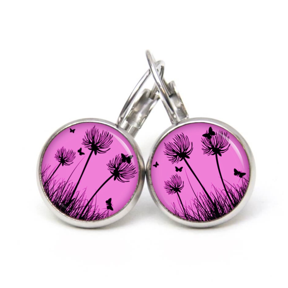 Ohrstecker, Ohrhänger, Clipse & Druckknopf – Motiv Zarte Pusteblume in Pink – Schmuck aus Edelstahl Ohrstecker, Ohrhänger, Clipse & Druckknopf – Motiv Zarte Pusteblume in Pink – Schmuck aus Edelstahl