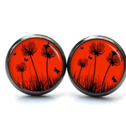Ohrstecker, Ohrhänger, Clipse & Druckknopf – Motiv zarte Pusteblume in Rot – Schmuck aus Edelstahl Ohrstecker, Ohrhänger, Clipse & Druckknopf – Motiv zarte Pusteblume in Rot – Schmuck aus Edelstahl
