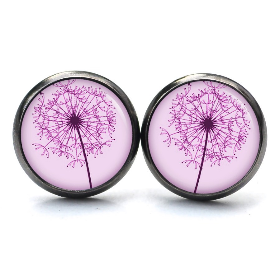 Ohrstecker, Ohrhänger, Clipse & Druckknopf – Motiv Große Pusteblume in Rosa – Schmuck aus Edelstahl Ohrstecker, Ohrhänger, Clipse & Druckknopf – Motiv Große Pusteblume in Rosa – Schmuck aus Edelstahl