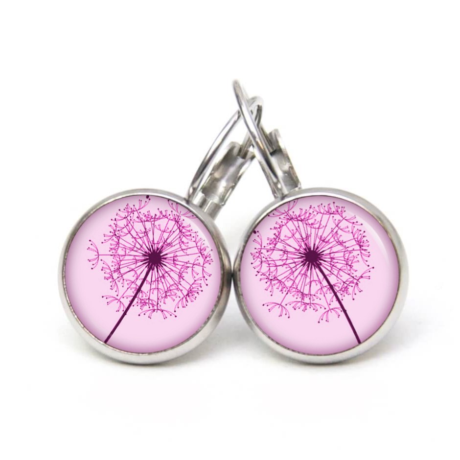 Ohrstecker, Ohrhänger, Clipse & Druckknopf – Motiv Große Pusteblume in Rosa – Schmuck aus Edelstahl Ohrstecker, Ohrhänger, Clipse & Druckknopf – Motiv Große Pusteblume in Rosa – Schmuck aus Edelstahl