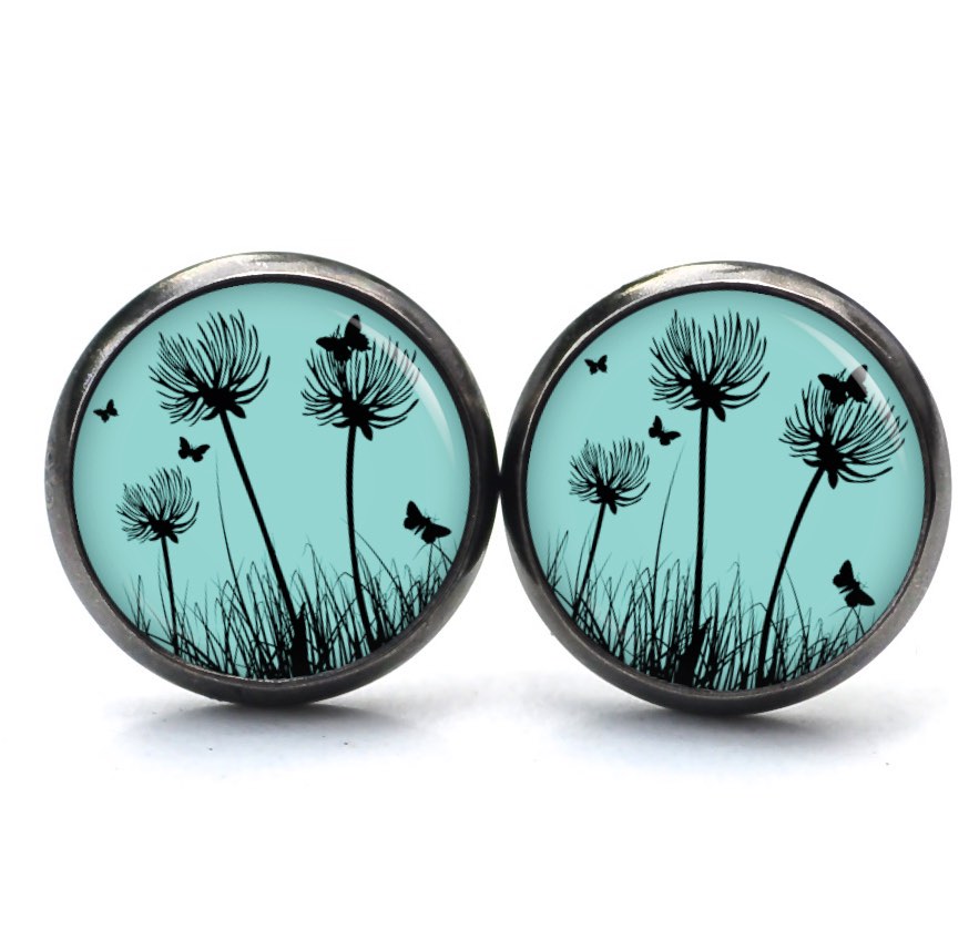 Ohrstecker, Ohrhänger, Clipse & Druckknopf – Motiv zarte Pusteblume in Türkis – Schmuck aus Edelstahl Ohrstecker, Ohrhänger, Clipse & Druckknopf – Motiv zarte Pusteblume in Türkis – Schmuck aus Edelstahl