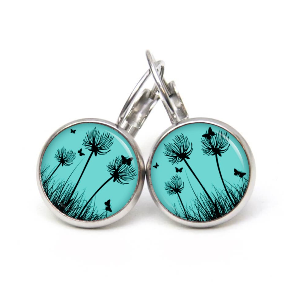 Ohrstecker, Ohrhänger, Clipse & Druckknopf – Motiv zarte Pusteblume in Türkis – Schmuck aus Edelstahl Ohrstecker, Ohrhänger, Clipse & Druckknopf – Motiv zarte Pusteblume in Türkis – Schmuck aus Edelstahl
