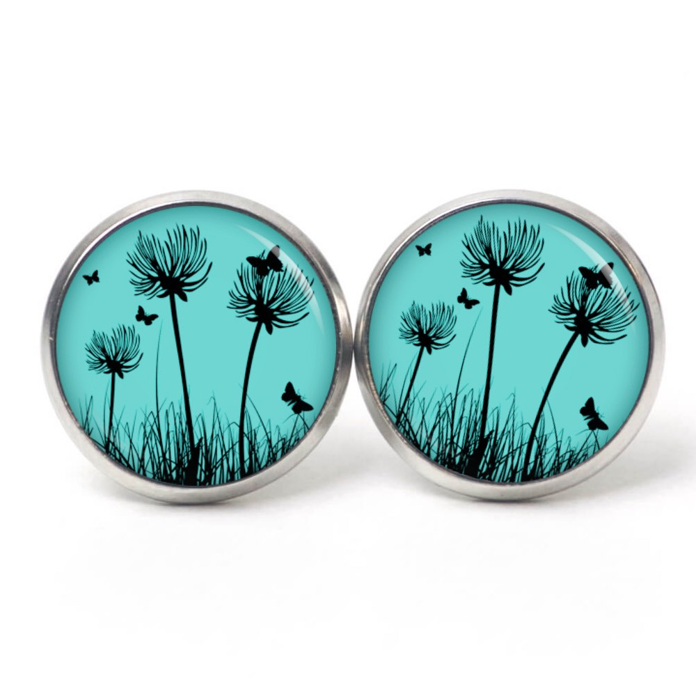 Ohrstecker, Ohrhänger, Clipse & Druckknopf – Motiv zarte Pusteblume in Türkis – Schmuck aus Edelstahl Ohrstecker, Ohrhänger, Clipse & Druckknopf – Motiv zarte Pusteblume in Türkis – Schmuck aus Edelstahl