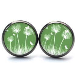 Ohrstecker, Ohrhänger, Clipse & Druckknopf – Motiv zarte Pusteblume in Grün – Schmuck aus Edelstahl Ohrstecker, Ohrhänger, Clipse & Druckknopf – Motiv zarte Pusteblume in Grün – Schmuck aus Edelstahl
