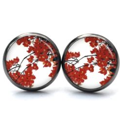 Druckknopf Ohrstecker Ohrhänger Clipse wunderschöne rote Blumen Druckknopf Ohrstecker Ohrhänger Clipse wunderschöne rote Blumen
