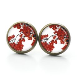 Druckknopf Ohrstecker Ohrhänger Clipse wunderschöne rote Blumen Druckknopf Ohrstecker Ohrhänger Clipse wunderschöne rote Blumen