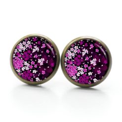 Druckknopf Ohrstecker Ohrhänger Clipse rosa Blumenhimmel Druckknopf Ohrstecker Ohrhänger Clipse rosa Blumenhimmel