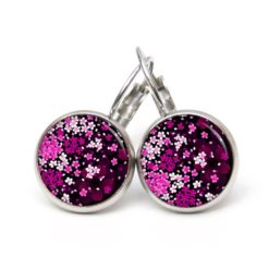 Druckknopf Ohrstecker Ohrhänger Clipse rosa Blumenhimmel Druckknopf Ohrstecker Ohrhänger Clipse rosa Blumenhimmel
