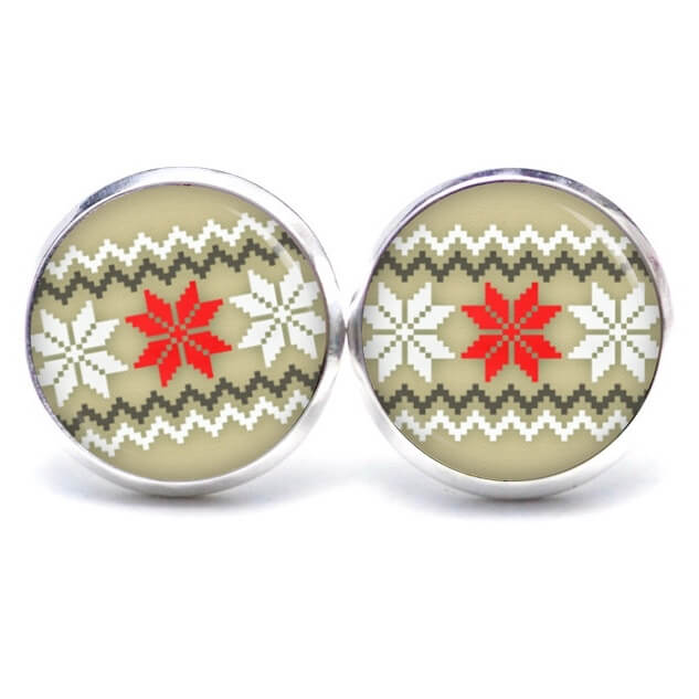 Weihnchtliche Ohrstecker Ohrhänger Clipse Druckknopf mit weihnachtlichem Muster Weihnchtliche Ohrstecker Ohrhänger Clipse Druckknopf mit weihnachtlichem Muster