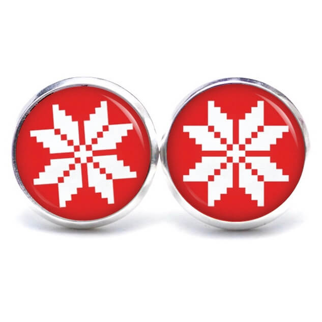 Weihnchtliche Ohrstecker Ohrhänger Clipse Druckknopf rot weißer Weihnachtsstern Weihnchtliche Ohrstecker Ohrhänger Clipse Druckknopf rot weißer Weihnachtsstern