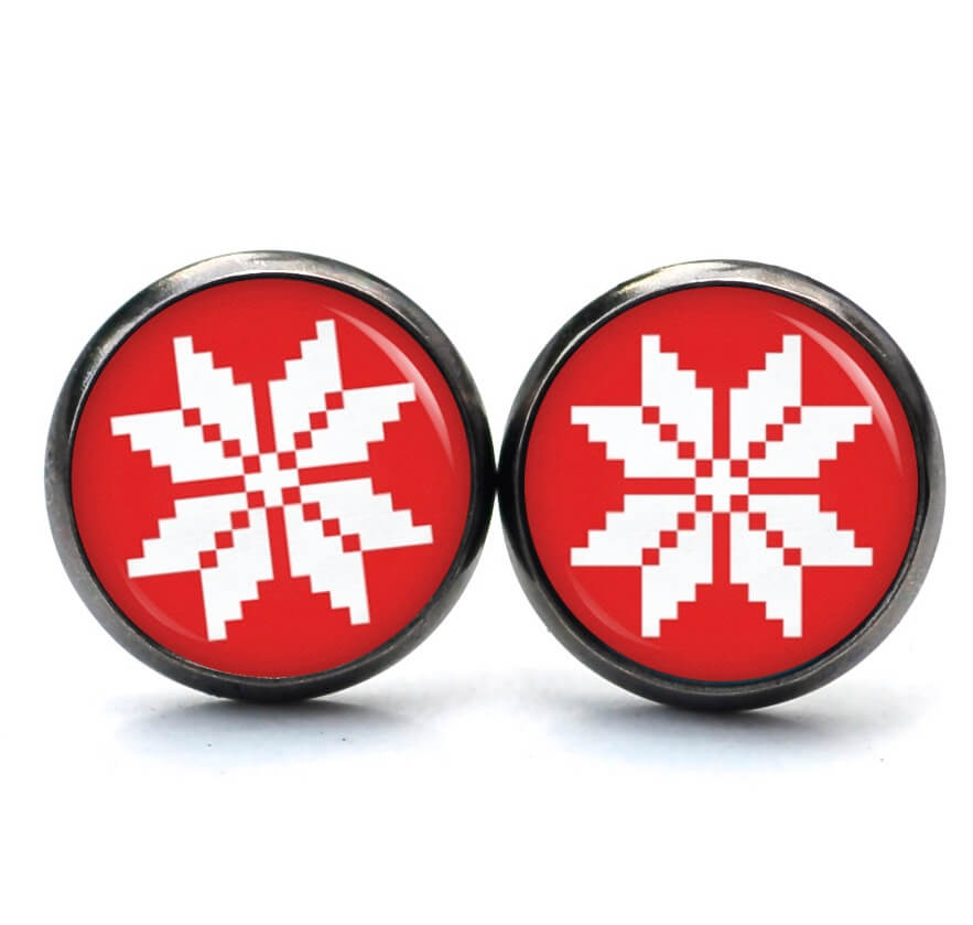 Weihnchtliche Ohrstecker Ohrhänger Clipse Druckknopf rot weißer Weihnachtsstern Weihnchtliche Ohrstecker Ohrhänger Clipse Druckknopf rot weißer Weihnachtsstern