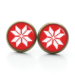 Weihnchtliche Ohrstecker Ohrhänger Clipse Druckknopf rot weißer Weihnachtsstern Weihnchtliche Ohrstecker Ohrhänger Clipse Druckknopf rot weißer Weihnachtsstern