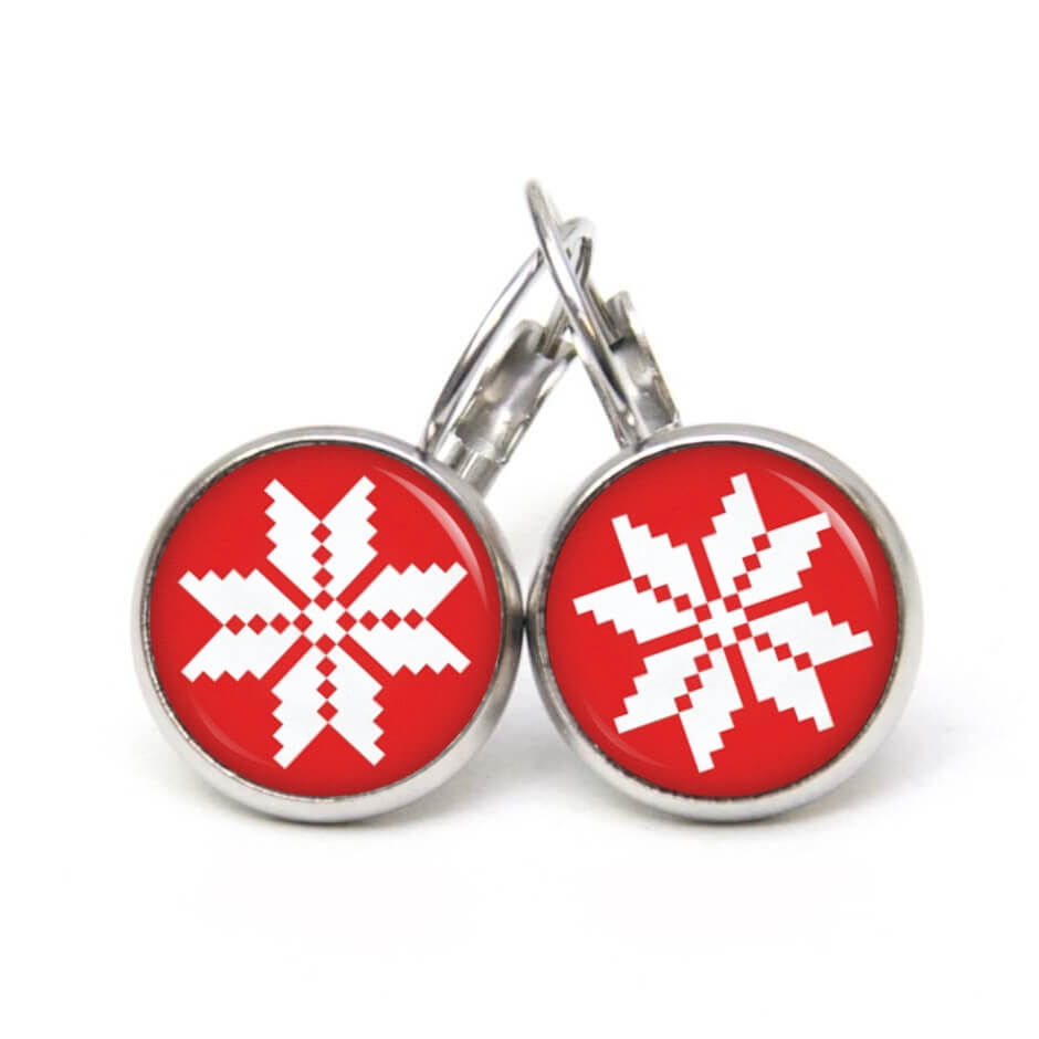 Weihnchtliche Ohrstecker Ohrhänger Clipse Druckknopf rot weißer Weihnachtsstern Weihnchtliche Ohrstecker Ohrhänger Clipse Druckknopf rot weißer Weihnachtsstern