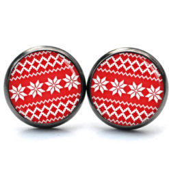 Weihnchtliche Ohrstecker Ohrhänger Clipse Druckknopf rot weißes Weihnachtsmotiv Weihnchtliche Ohrstecker Ohrhänger Clipse Druckknopf rot weißes Weihnachtsmotiv