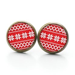 Weihnchtliche Ohrstecker Ohrhänger Clipse Druckknopf rot weißes Weihnachtsmotiv Weihnchtliche Ohrstecker Ohrhänger Clipse Druckknopf rot weißes Weihnachtsmotiv