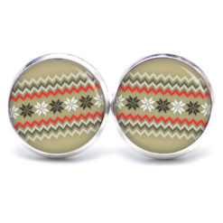 Weihnchtliche Ohrstecker Ohrhänger Clipse Druckknopf mit weihnachtlichem Muster beige rot Weihnchtliche Ohrstecker Ohrhänger Clipse Druckknopf mit weihnachtlichem Muster beige rot