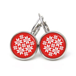 Weihnchtliche Ohrstecker Ohrhänger Clipse Druckknopf rot weißes Schneeflocken Weihnchtliche Ohrstecker Ohrhänger Clipse Druckknopf rot weißes Schneeflocken