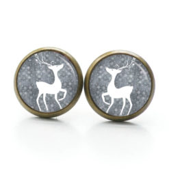Druckknopf Ohrstecker Ohrhänger Clipse Weihnachts Elch Reindeer in grau Druckknopf Ohrstecker Ohrhänger Clipse Weihnachts Elch Reindeer in grau
