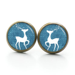 Druckknopf Ohrstecker Ohrhänger Clipse Weihnachts Elch Reindeer in Blau Druckknopf Ohrstecker Ohrhänger Clipse Weihnachts Elch Reindeer in Blau