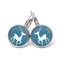 Druckknopf Ohrstecker Ohrhänger Clipse Weihnachts Elch Reindeer in Blau Druckknopf Ohrstecker Ohrhänger Clipse Weihnachts Elch Reindeer in Blau