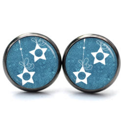 Druckknopf Ohrstecker Ohrhänger Clipse Weihnachts Sterne in blau Druckknopf Ohrstecker Ohrhänger Clipse Weihnachts Sterne in blau
