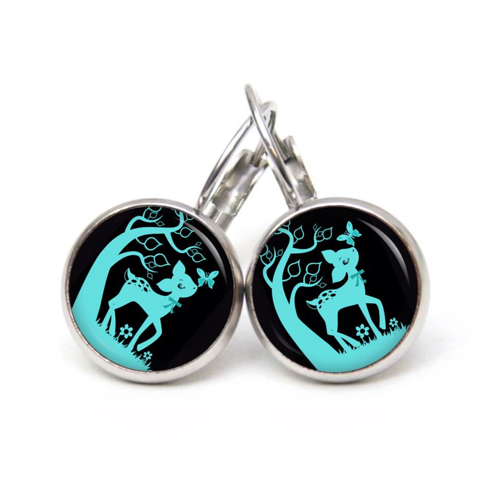 Druckknopf Ohrstecker Ohrhänger Clipse Rehkitz Reh Bambi Schwarz Türkis Druckknopf Ohrstecker Ohrhänger Clipse Rehkitz Reh Bambi Schwarz Türkis