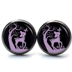 Druckknopf Ohrstecker Ohrhänger Clipse Rehkitz Reh Schwarz Lila Druckknopf Ohrstecker Ohrhänger Clipse Rehkitz Reh Schwarz Lila