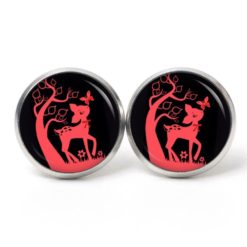Druckknopf Ohrstecker Ohrhänger Clipse Rehkitz Reh Schwarz Rot Druckknopf Ohrstecker Ohrhänger Clipse Rehkitz Reh Schwarz Rot