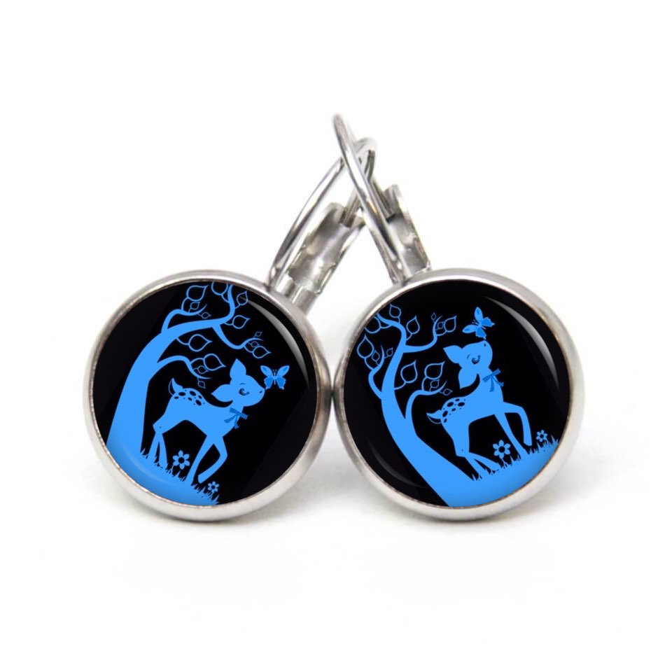 Druckknopf Ohrstecker Ohrhänger Clipse Rehkitz Reh Schwarz Blau Druckknopf Ohrstecker Ohrhänger Clipse Rehkitz Reh Schwarz Blau