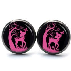 Druckknopf Ohrstecker Ohrhänger Clipse Rehkitz Reh Schwarz Pink Druckknopf Ohrstecker Ohrhänger Clipse Rehkitz Reh Schwarz Pink