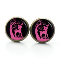 Druckknopf Ohrstecker Ohrhänger Clipse Rehkitz Reh Schwarz Pink Druckknopf Ohrstecker Ohrhänger Clipse Rehkitz Reh Schwarz Pink