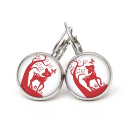 Druckknopf Ohrstecker Ohrhänger Clipse Rehkitz Reh rot weiß Druckknopf Ohrstecker Ohrhänger Clipse Rehkitz Reh rot weiß