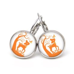 Druckknopf Ohrstecker Ohrhänger Clipse Rehkitz Reh Bambi orange weiß Druckknopf Ohrstecker Ohrhänger Clipse Rehkitz Reh Bambi orange weiß