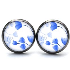 Ohrstecker, Ohrhänger, Clipse & Druckknopf – Motiv Wunderschöne blauen Tulpen – Schmuck aus Edelstahl Ohrstecker, Ohrhänger, Clipse & Druckknopf – Motiv Wunderschöne blauen Tulpen – Schmuck aus Edelstahl