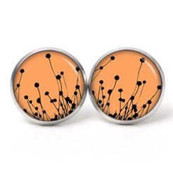 Ohrstecker, Ohrhänger, Clipse & Druckknopf – Motiv abstrakte Blumen orange schwarz – Schmuck aus Edelstahl