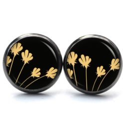 Ohrstecker, Ohrhänger, Clipse & Druckknopf – Motiv Tulpen orange schwarz – Schmuck aus Edelstahl