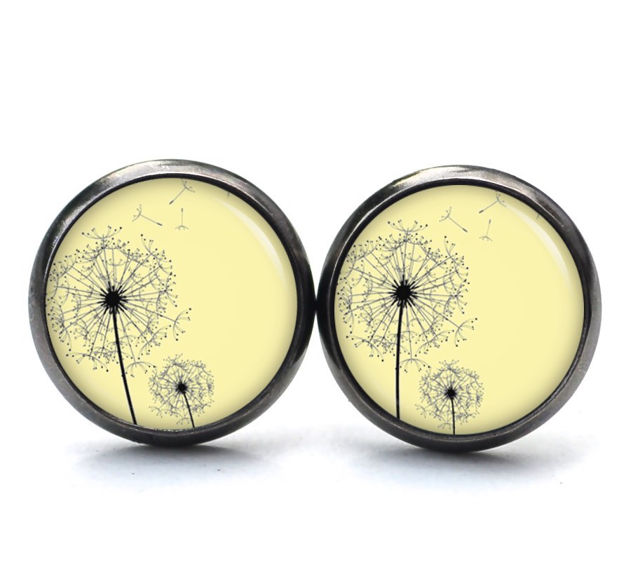 Ohrstecker, Ohrhänger, Clipse & Druckknopf – Motiv Große Pusteblume Gelb – Schmuck aus Edelstahl Ohrstecker, Ohrhänger, Clipse & Druckknopf – Motiv Große Pusteblume Gelb – Schmuck aus Edelstahl